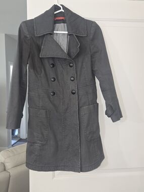 Alice + Olivia Charcoal Double-Breasted Trench Coat